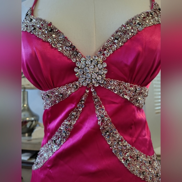 Sean Couture Barbie Paris Pink Backless Low Cut Sequin Prom Gown Size Small - Picture 2 of 10